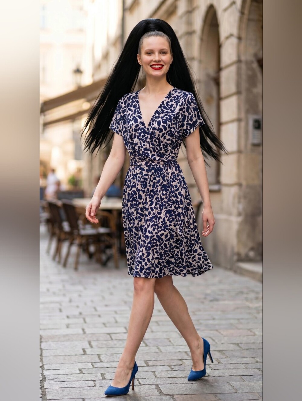 Leota black and White Floral Wrap Dress Size Large